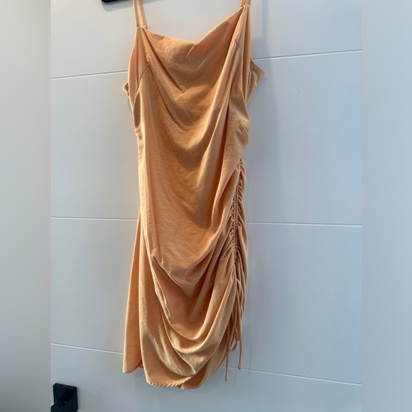 Emory Park orange peach ruched adjustable side fitted mini dress summer casual M - Picture 8 of 13